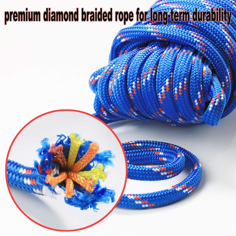 Wellmax Diamond Braid Nylon Rope, 1/2in X 100FT with Bonus 1/4in x25FT Cord UV Resistant, High Strength and Weather Resistant - Image 4